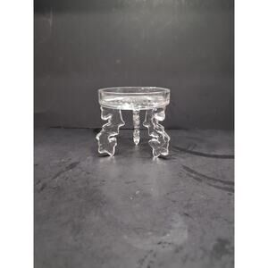 Glass Gazing Ball Paperweight, Vintage Candle Holder, 3 Legs Stand Polish Poland